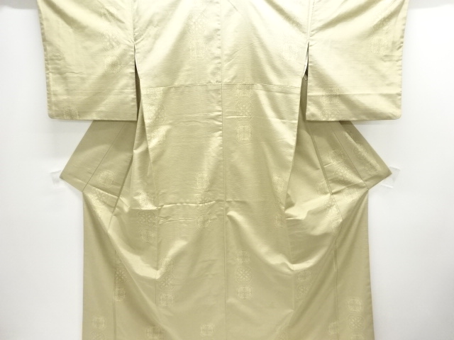 JAPANESE KIMONO / ANTIQUE KIMONO / SILK / TSUMUGI / WOVEN FLORAL CREST